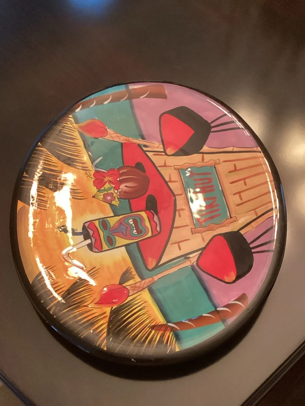 Tiki Hut Decorative Serving Platter - Tropical Multicolor